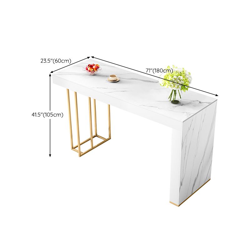 Contemporary Style Rectangle Bar Table Stone Fixed Bistro Bar Desk