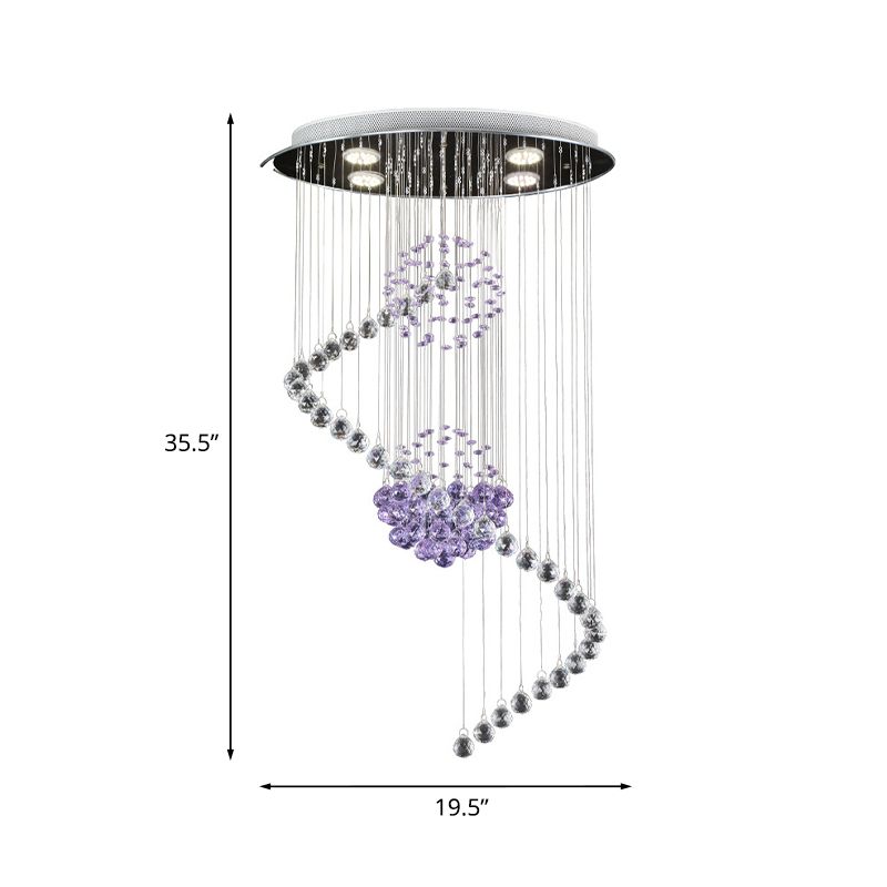 A soffitto contorto a sospensione moderna orbs a cristallo elegante elum la luce multipla