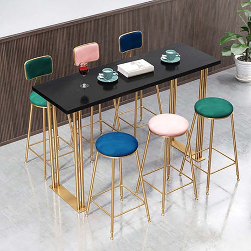 Rectangular Wood Top Table Glam Style Bistro Pub Table for Patio Use