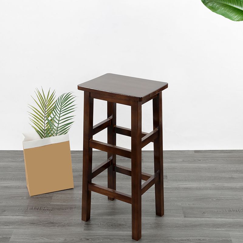 Solid Wood Bar Stool Backless Footrest Counter Stool for Home Use