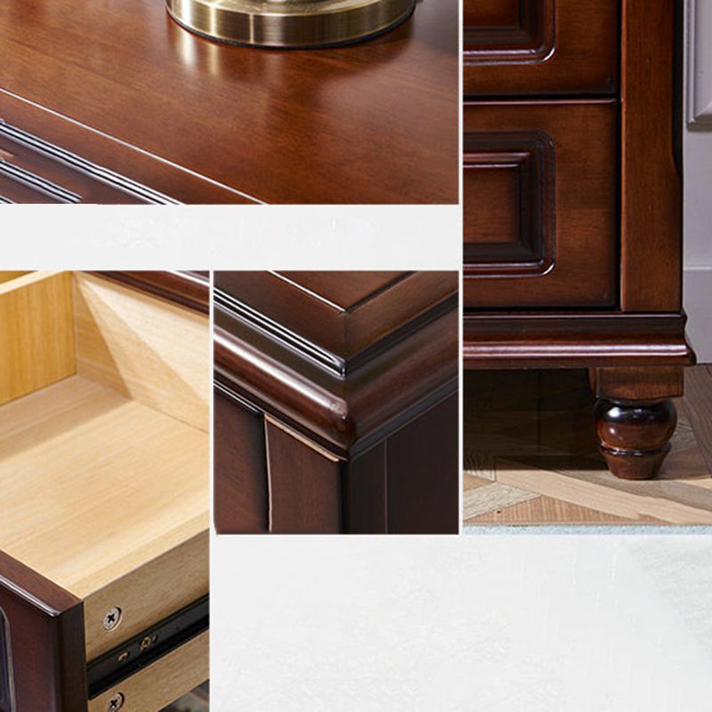 Traditional Bedroom Rubber Wood Storage Chest Vertical Chest with Drawers
