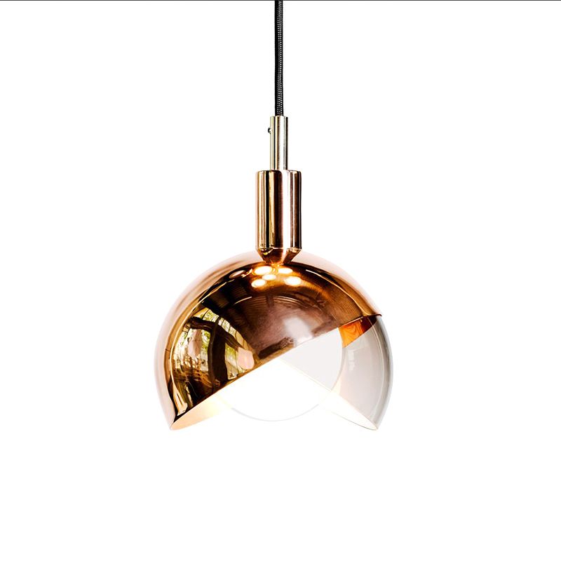 Metal Dual-Dome Pendant Lighting Minimalist 1 Bulb Clear Glass Suspension Light Fixture