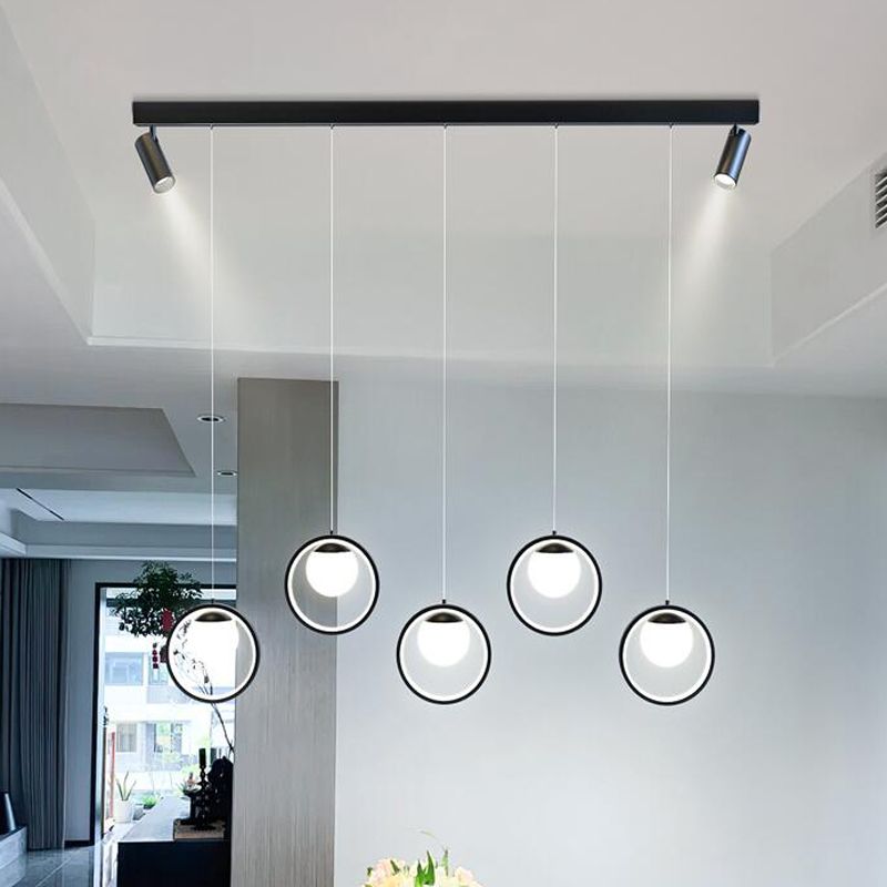 Accesorios de iluminación colgante de globo modernos araña de isla metálica