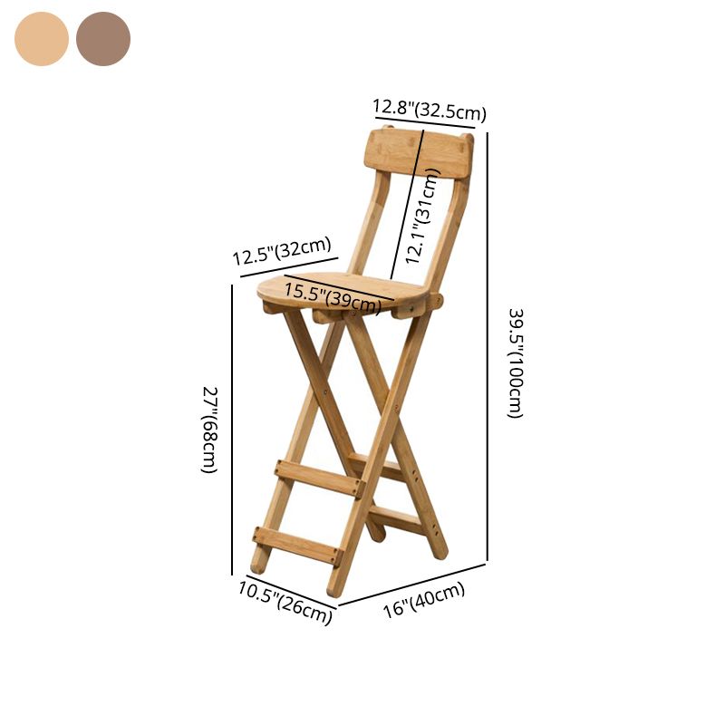 Modern Backrest Folding Counter Stool Wood Restaurant Bar Stool with Footrest