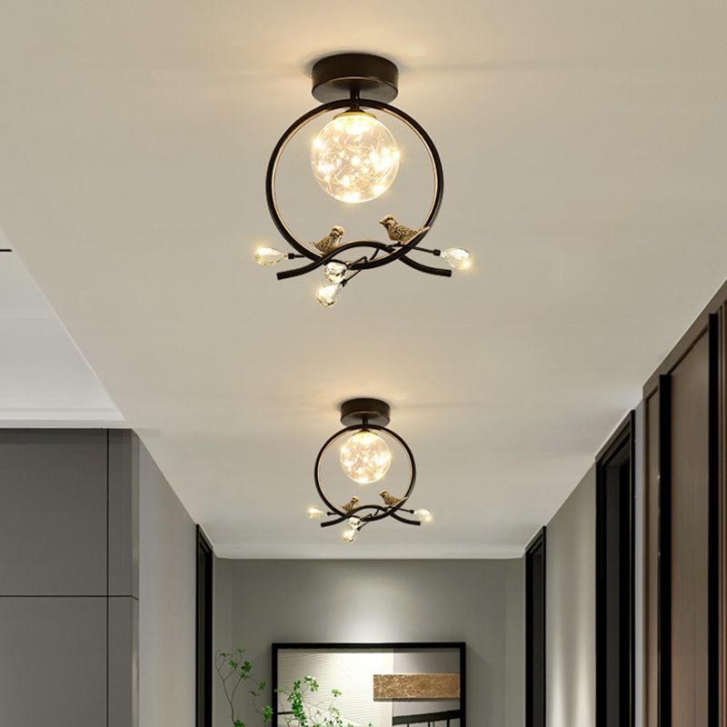 New Modern Clear Glass Flush Light Fixtures Corridor Spherical Flush Mount with Shape
