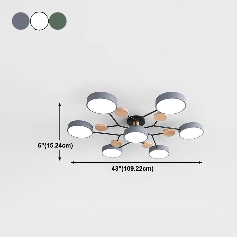 Macaron Molecular LED Ceiling Fixture Metal Living Room Semi Flush Mount Light