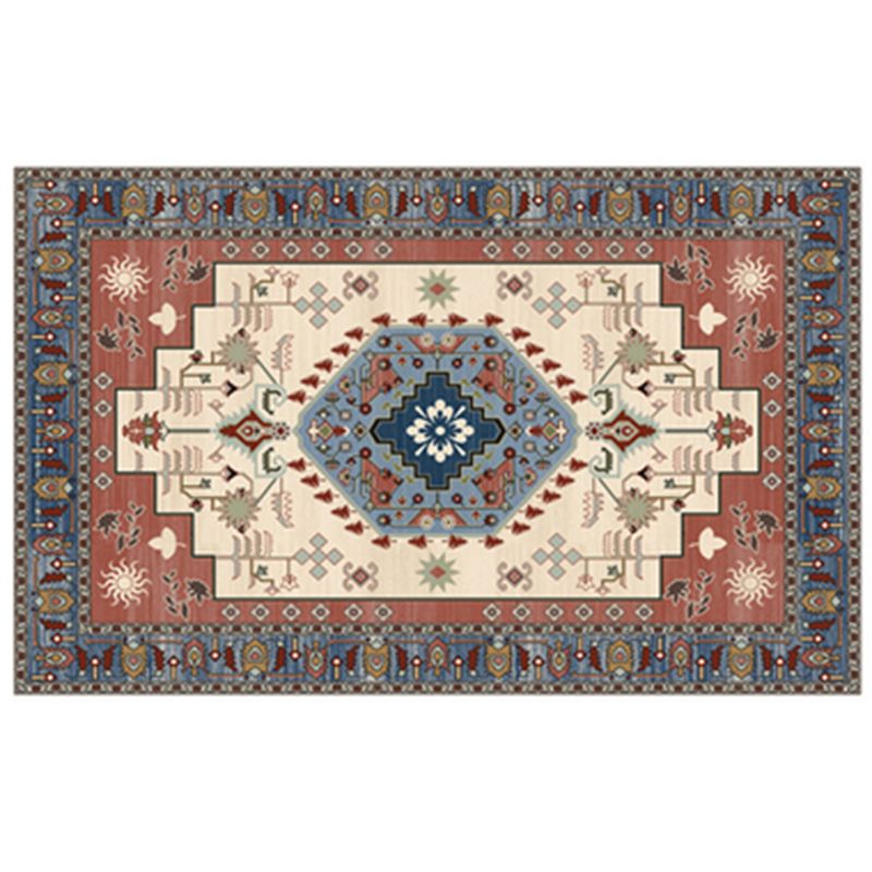 Multicolor Symmetrical Print Rug Polyester Carpet Retro Anti-Slip Backing Indoor Rug for Living Room