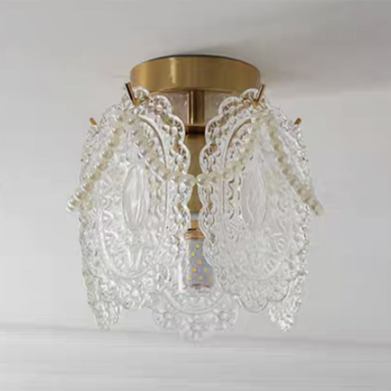 Modern Simple Ceiling Light Geometry Shape Ceiling Lamp with Glass Shade for Bedroom