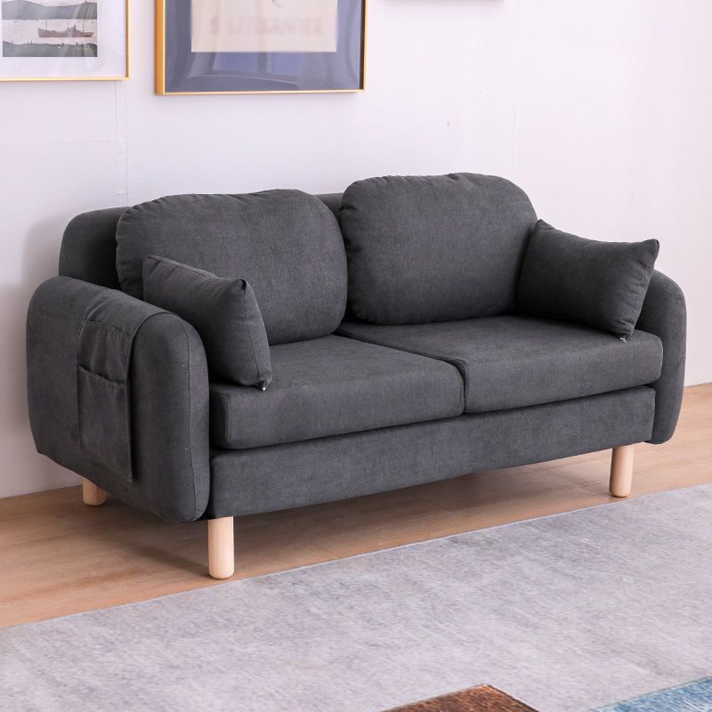 Scandinavian Loveseat with Two Pillow Back and Storage for Apartment