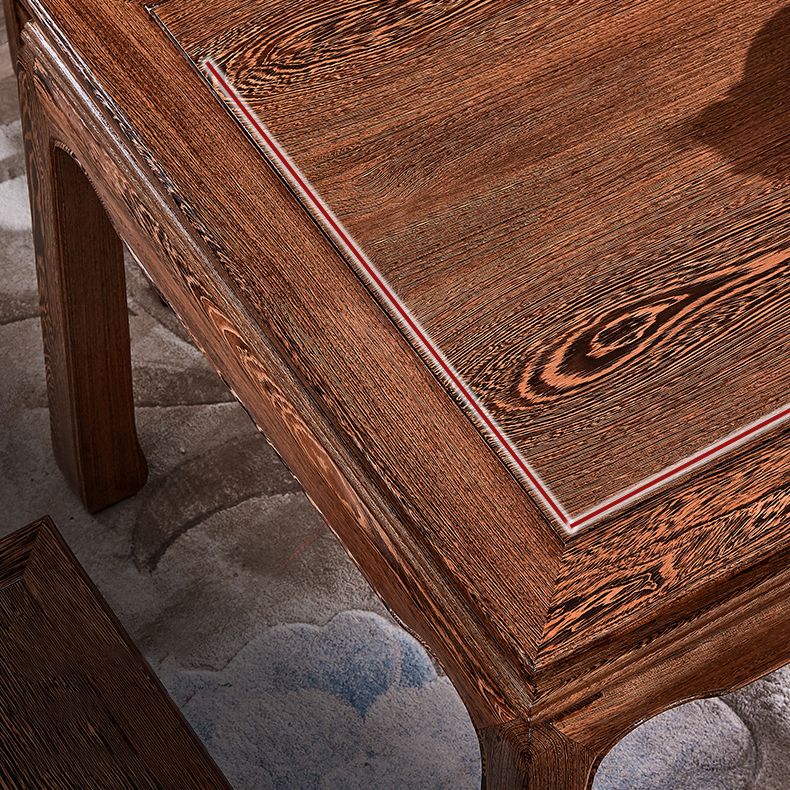 Traditional Style Solid Wood Dining Set with Fixed Rectangle Shape Table and 4 Legs Base