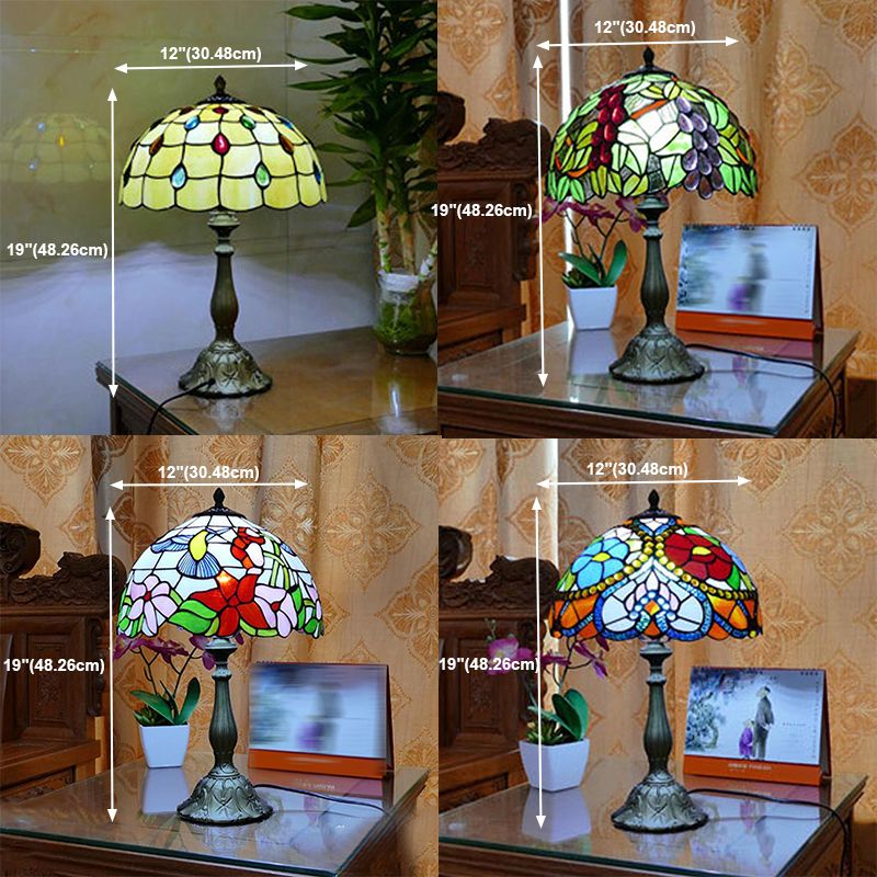 Tiffany Style Table Lamp 1-Light Desk Lamp with Glass Shade for Bedside