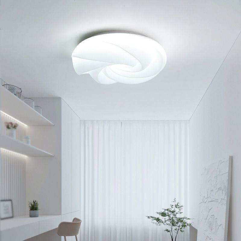 White Shaded Acrylic Ceiling Light Contemporary LED Flush Mount Lighting for Hallway
