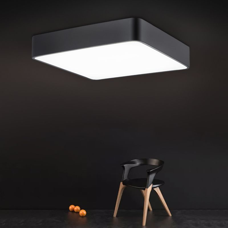 Black Square Flushmount Ceiling Lamp Nordic Metal LED Flush Light Fixture for Office