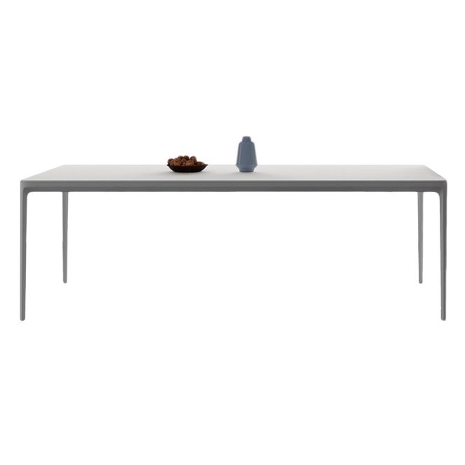Metal Contemporary Rectangular Dining Table High Gloss White Sintered Stone Table with Metal Legs
