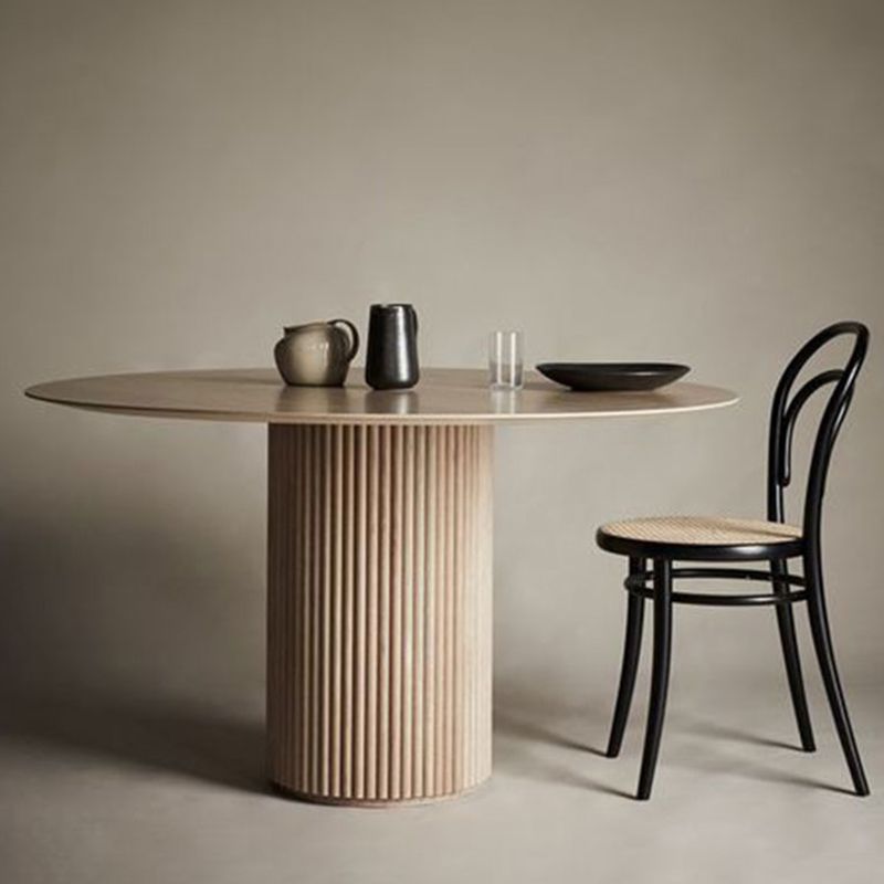 Eigentijdse ronde eettafel As vaste houten tafel met voetstukbasis voor eetkamer