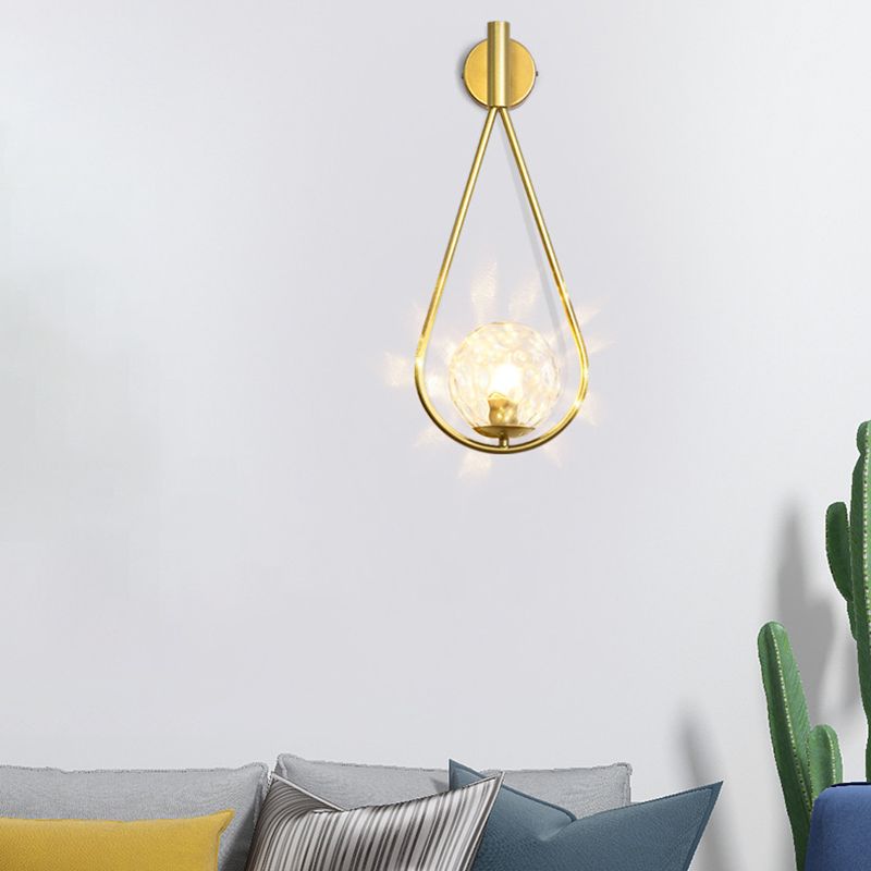 Glass Sphere Wall Sconce Modern Minimalism 1 Light Living Room Suspender Wall Lighting