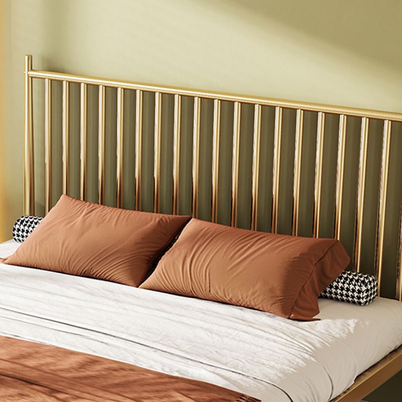 Contemporary Finish Metallic Open-Frame Bed Glam Wire-Grid Iron Bed Frame with Headboard