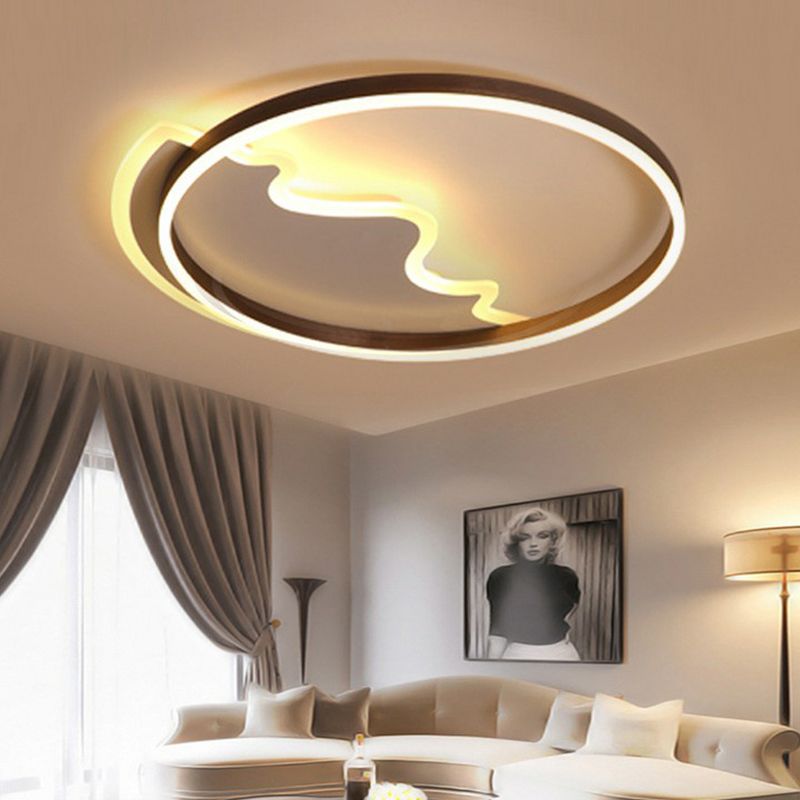 Acrylic Ring Flush Mount Lighting Minimalist Coffee LED Flush Mount Fixture for Living Room