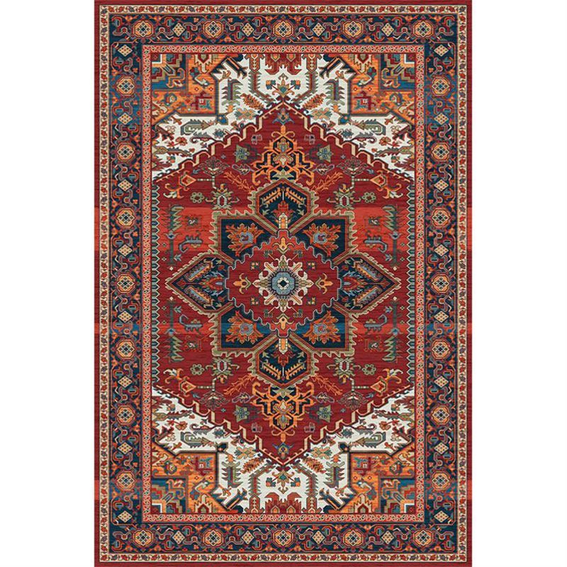 Moroccan Medallion Pattern Carpet Polyester Area Rug Stain Resistant Indoor Rug for Living Room
