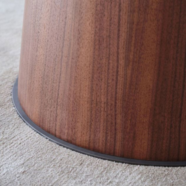 Modern Round Dining Table White Stone Tabletop with Wood Pedestal Base