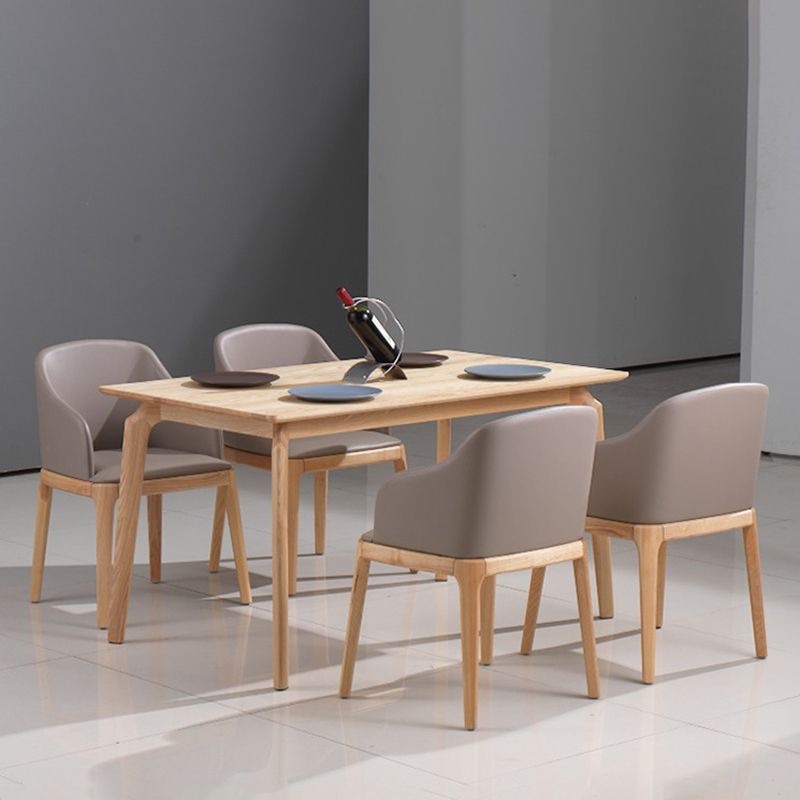 Contemporary Kitchen Wood Dining Chair PU Leather Side Chair