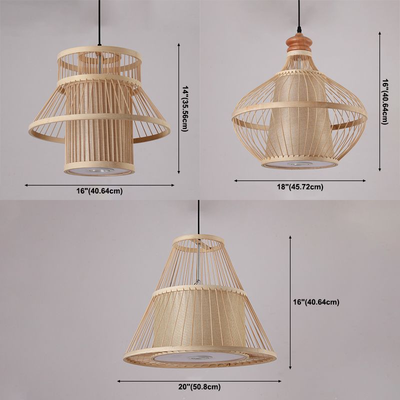 Japanese Pendulum Light Rattan 1-Light Hanging Ceiling Light for Dining Room
