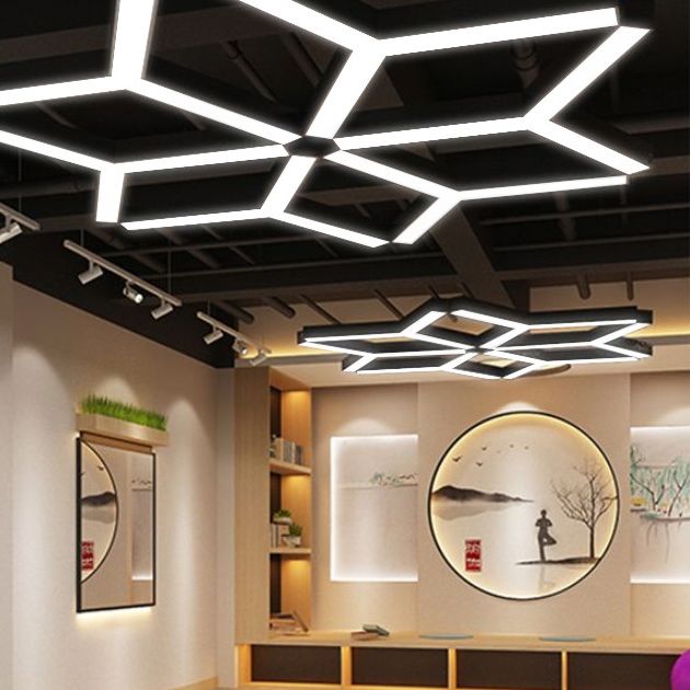 Y Shaped Acrylic Suspension Lamp Modern Black LED Pendant Light for Conference Room