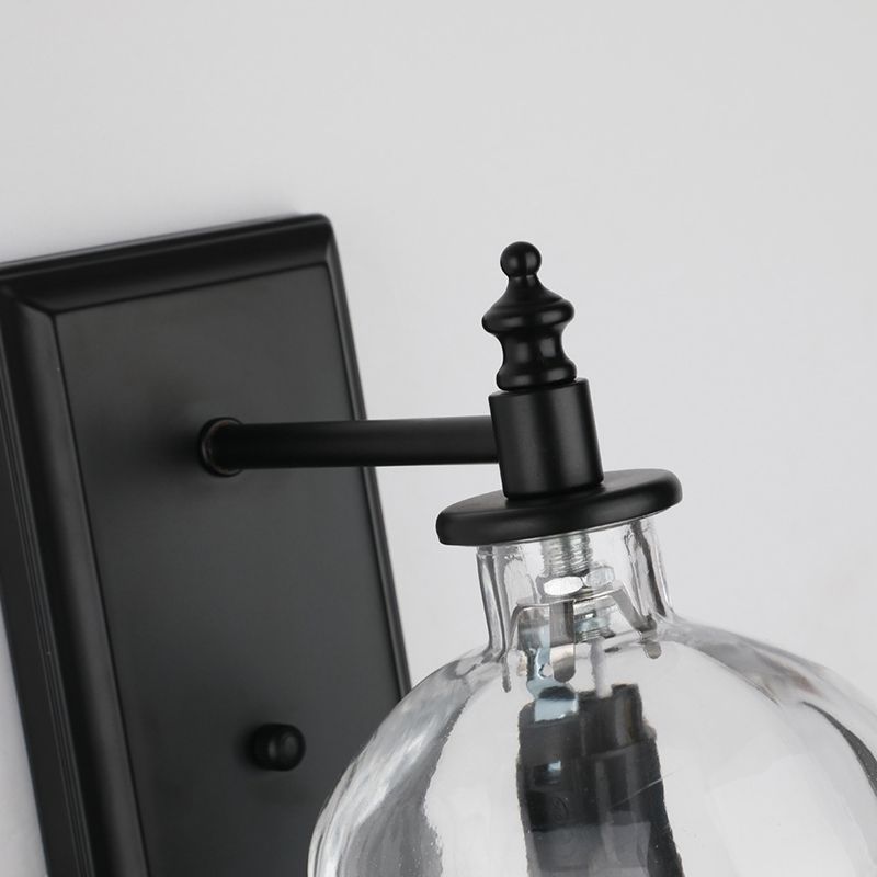 Clear Glass Skull Wall Lighting Art Deco 1 Head Black Sconce Light Fixture for Bedroom