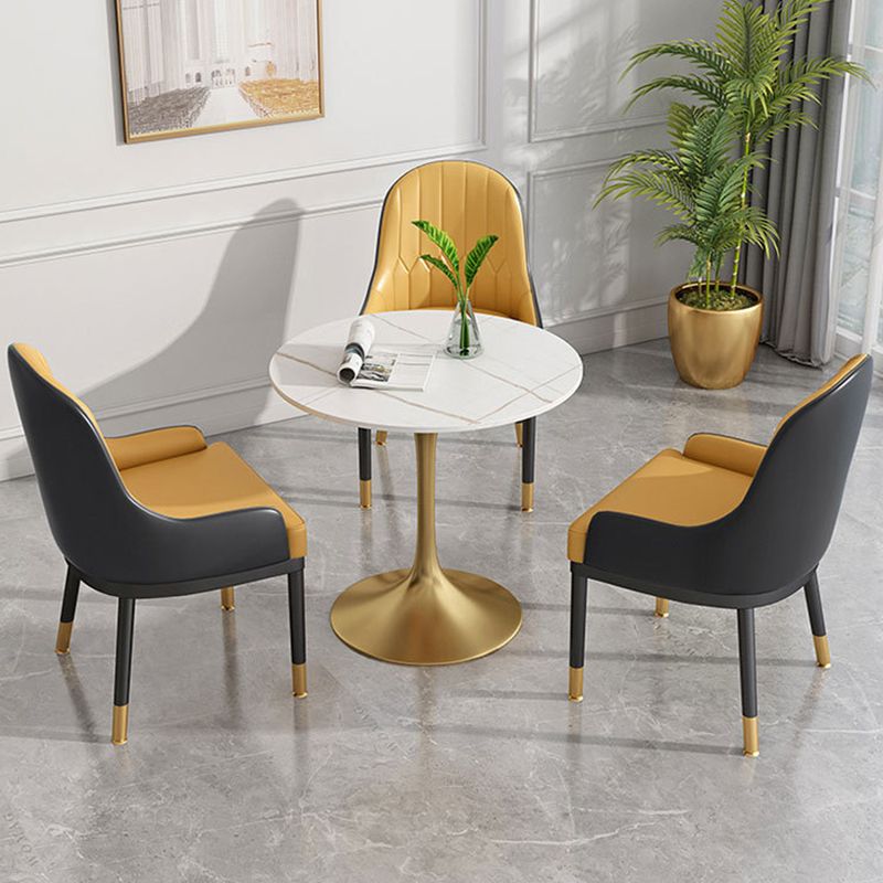 Metal Traditional Luxury Round Dining Table Sintered Stone Table with Tulip Base