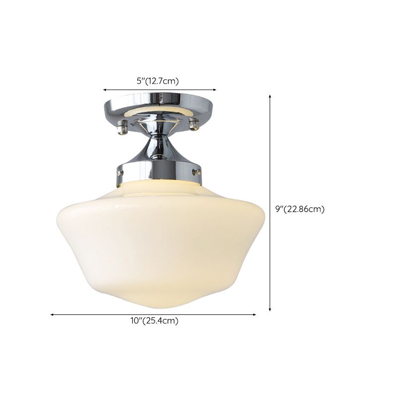 Glass Geometric Flush Mount Lights Contemporary Style 1 Light Flush Ceiling Light in White