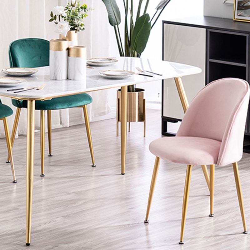 Glam Dining Side Chairs for Home Use Cushioned Armless Chair with Gold Legs