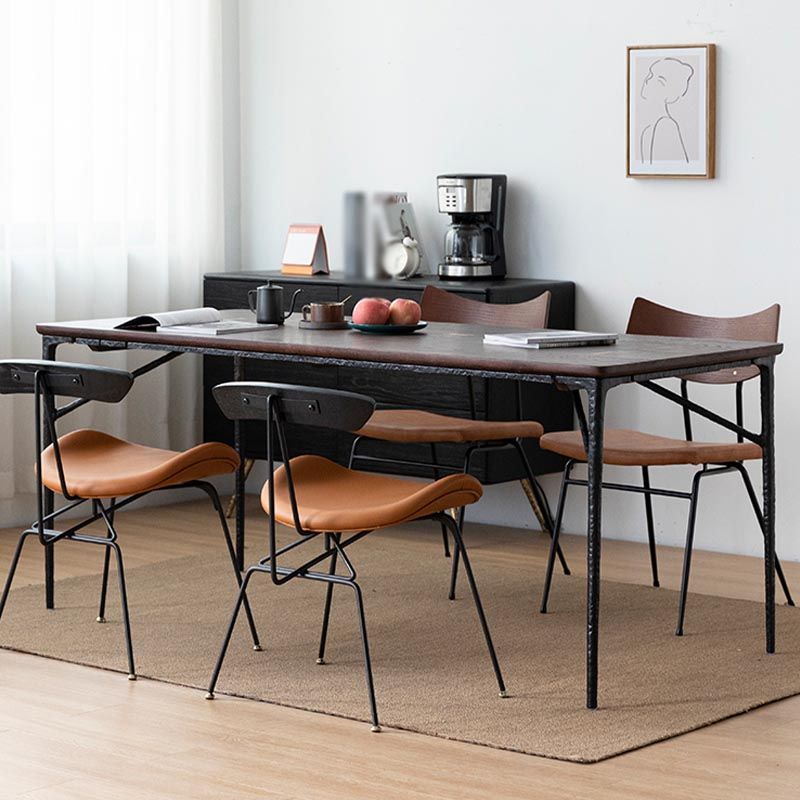 Oak Wood and Iron Dinette Table Traditional Luxury 4 Legs Dining Table