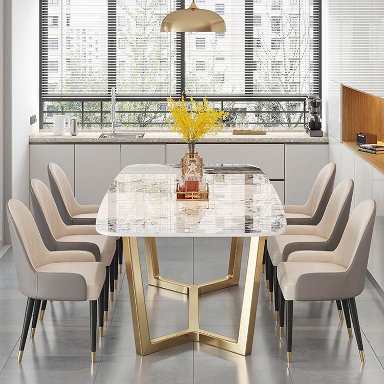 Luxe gesinterde stenen eettafel rechthoektafel met bakbasis