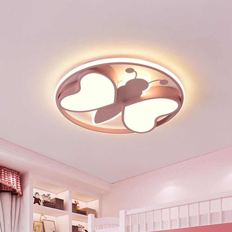 Pink/Blue/Gold Bee Figure Design Ceiling Mounted Light Modern Metal LED Flush Mount Light Fixture