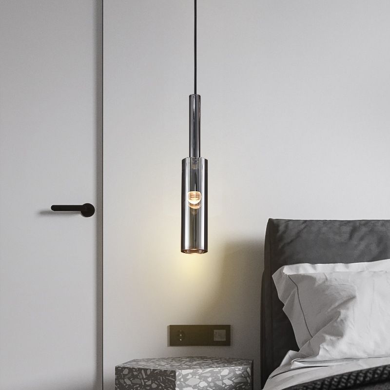 Cylinder Shade Hanging Light Modern Style Crystal Pendant Lights for Living Room