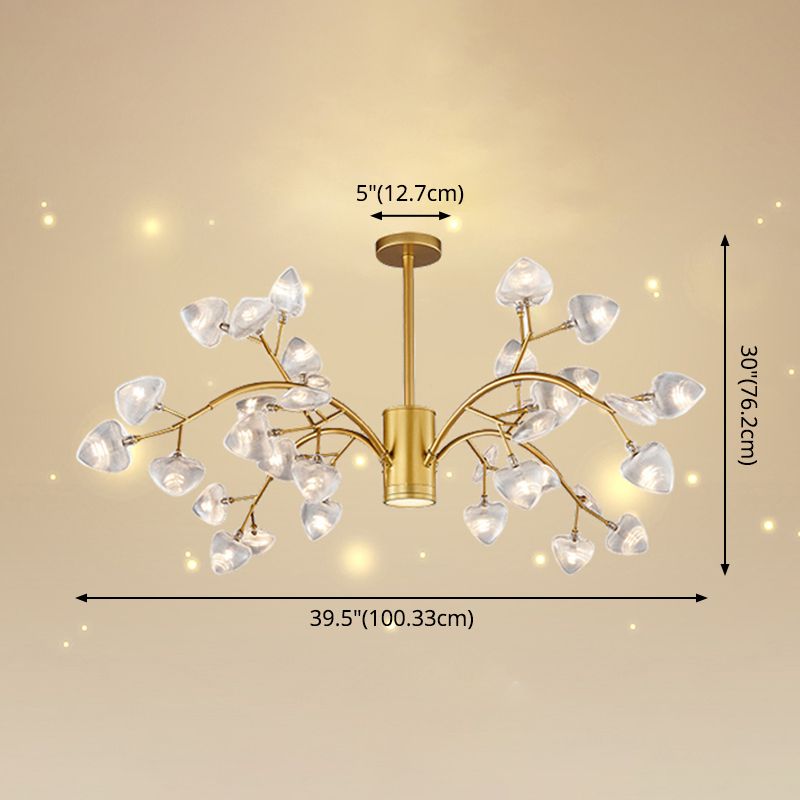Firefly Design Chandelier Light Clear Acrylic Leaf-shaped Shade Modern Style Lighting Fixture Lamp for Bedroom Aisle Corridor
