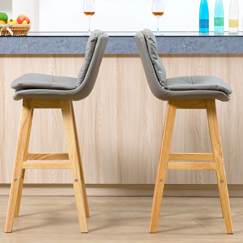 Leren emmer barkruk lage rug moderne binnenkruk met houten poten