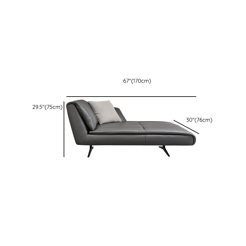 Modern Cushioned Chaise Lounge Leather Recessed Arms Chaise with Pillow
