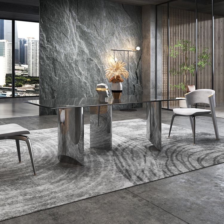 1/2/3 Pieces Modern Rectangle Tempered Glass Top Dining Set for Home