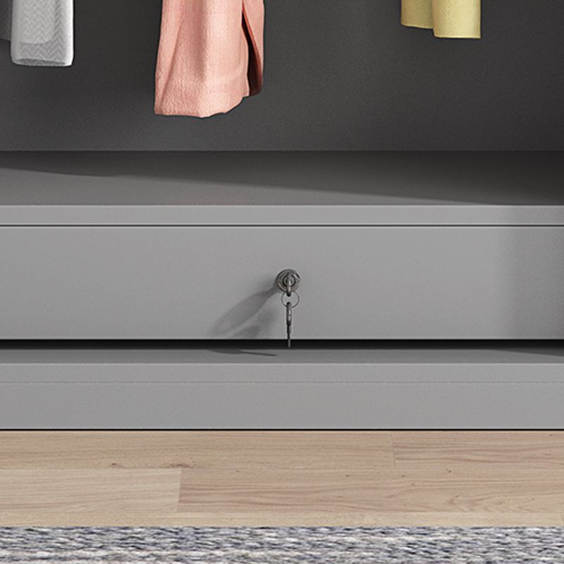 Gray Colour Wardrobe Armoire Wood Bedroom Wardrobe Closet with 1 Drawer
