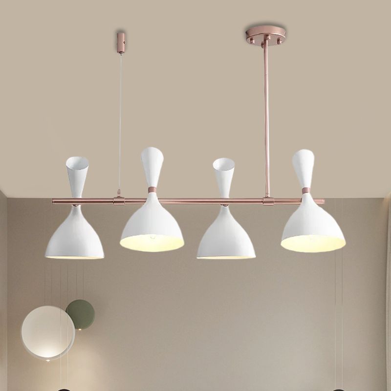 Corna di corno metallico Isola Light Dining Room 4/6 Luci lampadario a sospeso nordico in nero/bianco