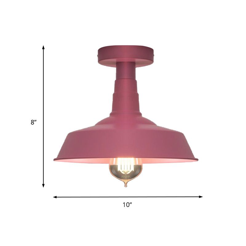 Lámpara de techo de metal con 1 luz de montaje semiempotrado de estilo vintage en azul/verde para pasillo