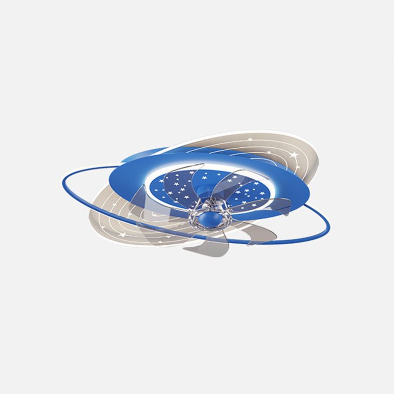 Metal Oval Shape Ceiling Fans Light Kid Style 3-Lights Ceiling Fan Light