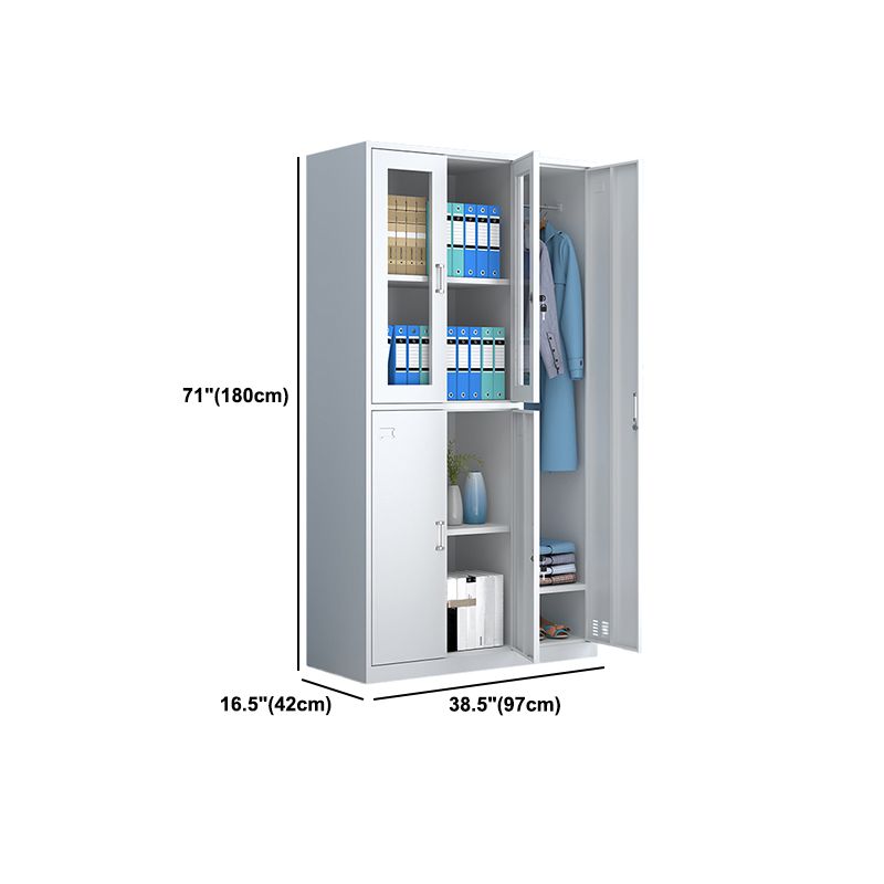 Modern Style Wardrobe White Colour Metal Wardrobe Closet With Doors