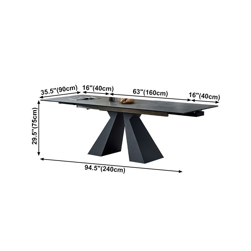 Mesa de comedor de comedor gris moderna Mesa de comedor de piedra sinterizada con base de metal