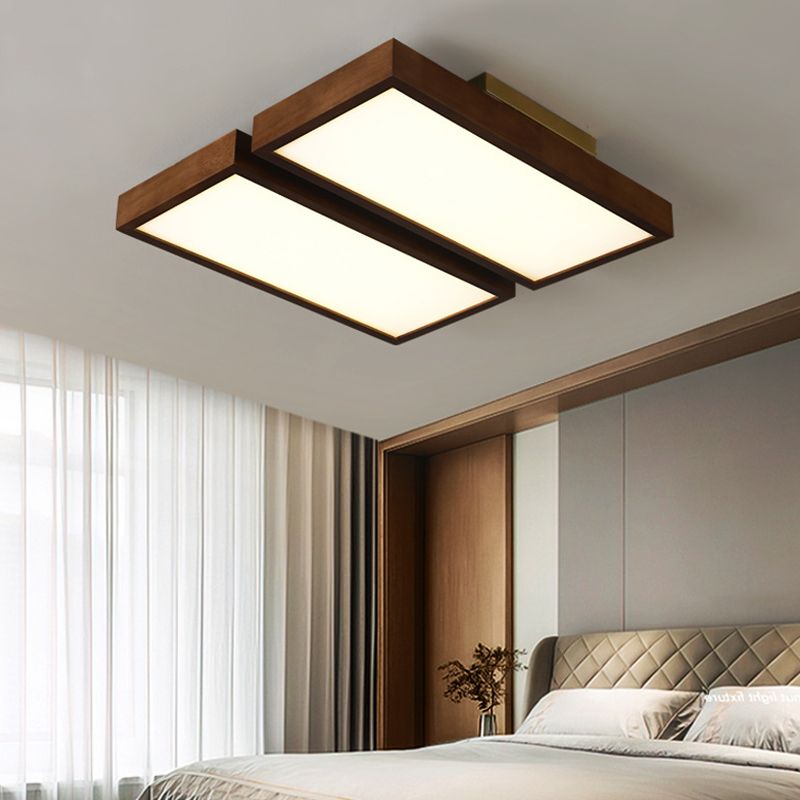 Modern Ceiling Lamp Wooden Flush Mount Light Fixture for Bedroom