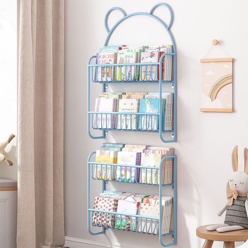 Metal Contemporary Bookshelf Floating Closed Back Bookcase with Shelves