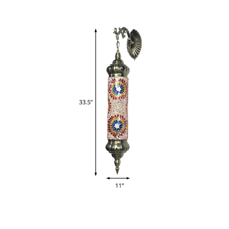 1 Glühbirnenzylinderlampe Retro Rot/Gelb/Blau -Glaswandbeleuchtung mit Metallarm für Wohnzimmer