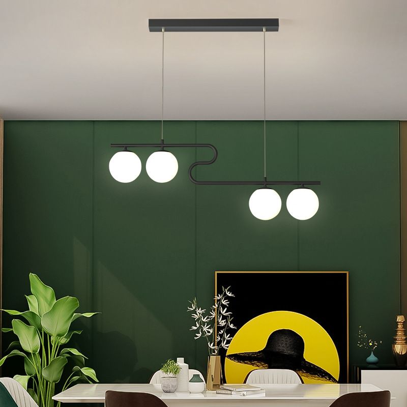 Lampadario lineare unico contemporaneo a 4 luci, lampadine incluse