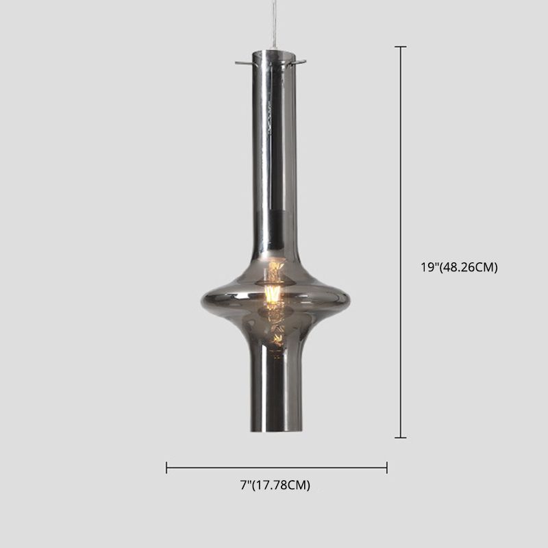 Modern Minimalist  Design Hanging Lamp Cylinder Smoke Glass Shade Pendant Light for Living Room